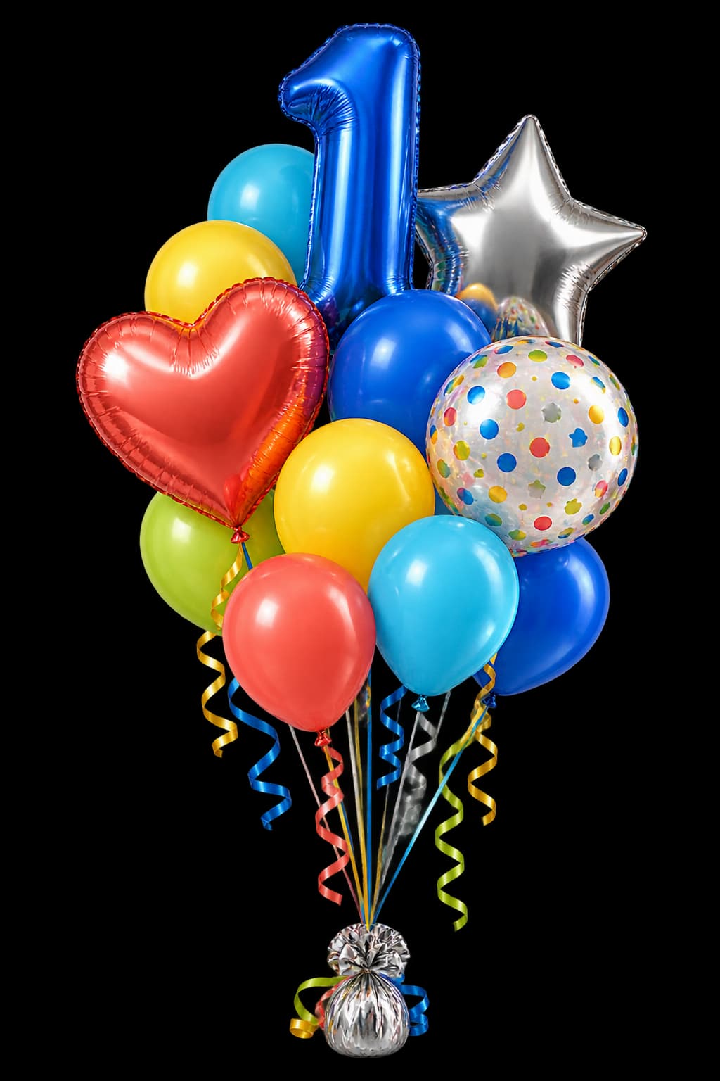 A colorful display of latex, mylar, shape, and occasion balloons