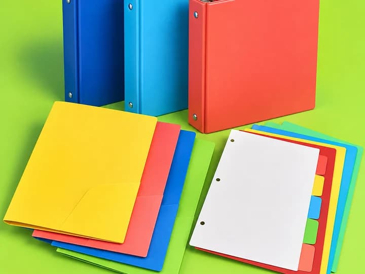 Colorful binders, folders and tab dividers