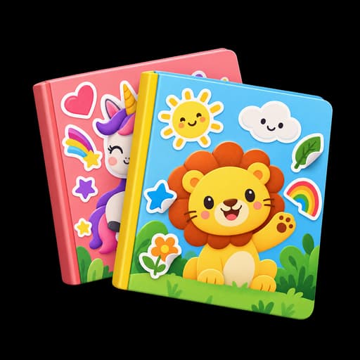 Two colorful children's sticker books