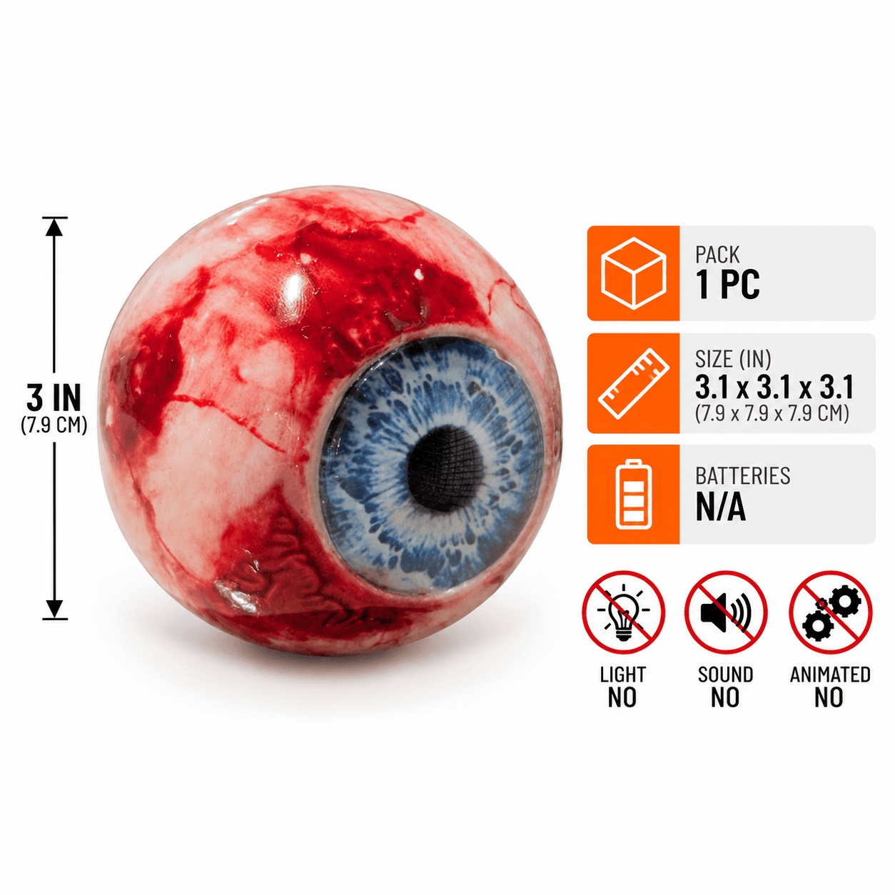 3" Eyeball Halloween Decoration, Novelty Prop Decor