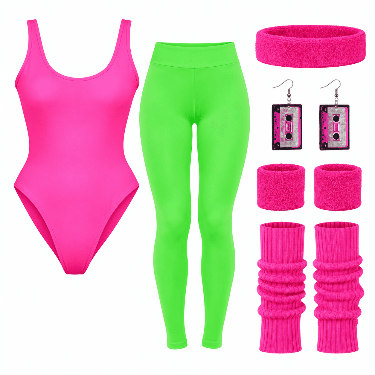 80's Workout Costume Green Pink