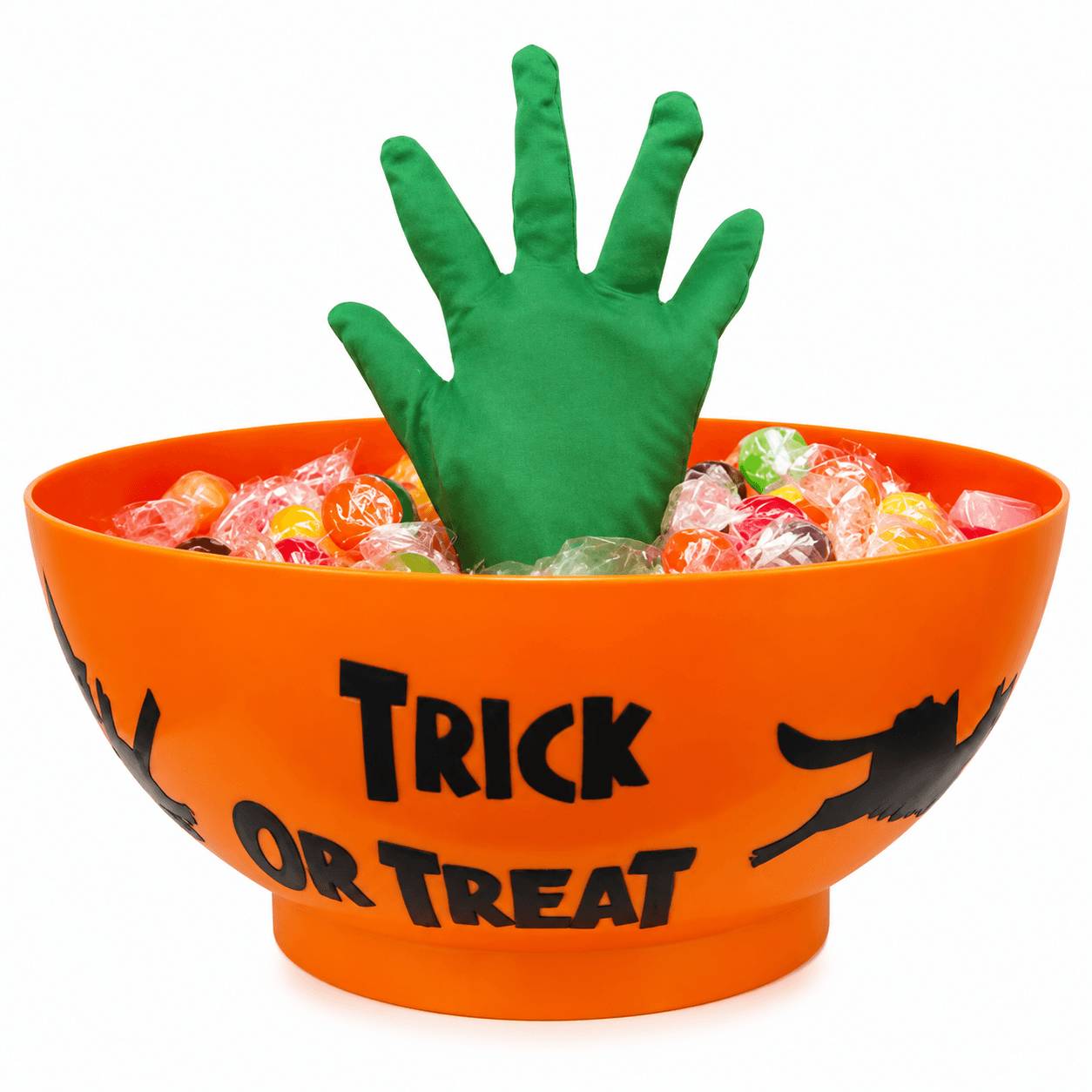 Animated Witch Hand Halloween Candy Bowl, Orange Motion-Activated Candy Dish