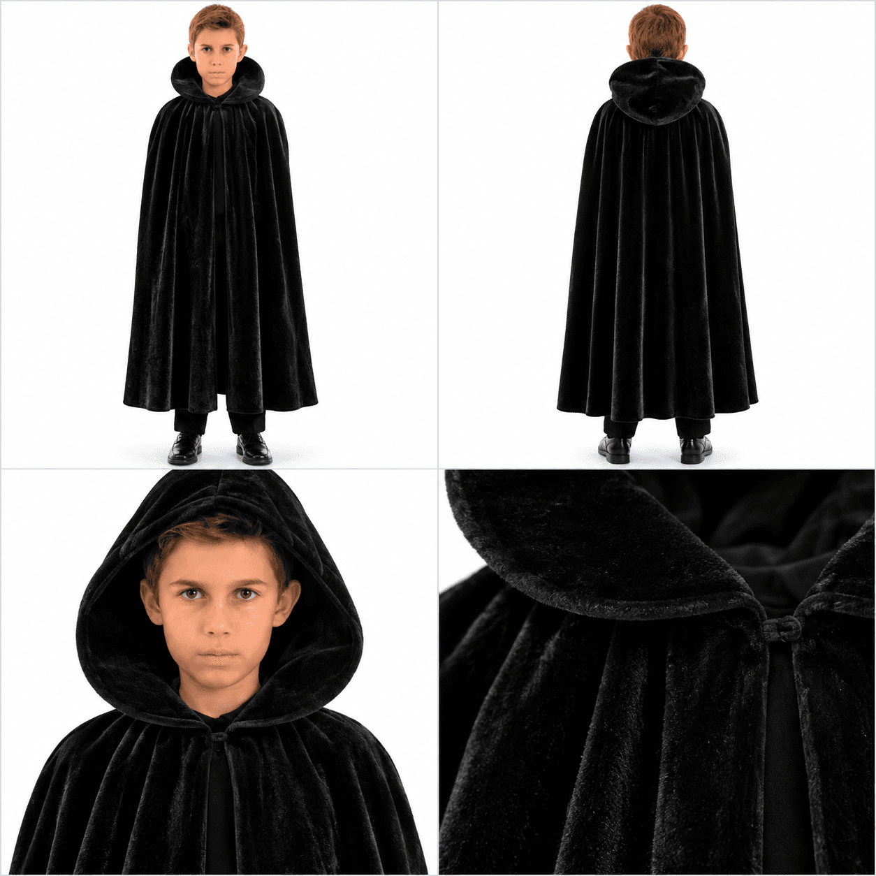 Black Velvet Cape for Kids - OS