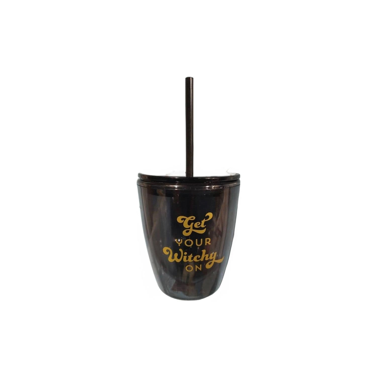 "Get your witchy on" cup with straw