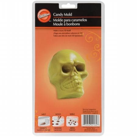 4 Wilton 3D Skull Candy Mold 4” Tall X Almost 4” Long Halloween