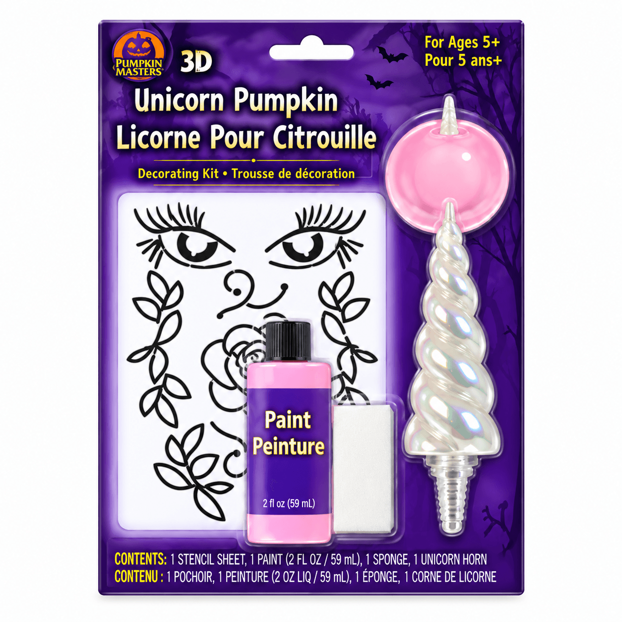 3D Glitter Unicorn Pumpkin Decorating Kit - Pink
