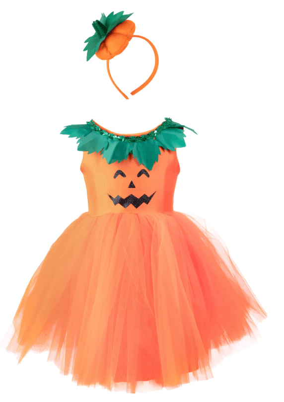 Pumpkin Patch Princess Dress w/Headband Size 3-4 By Great Pretenders