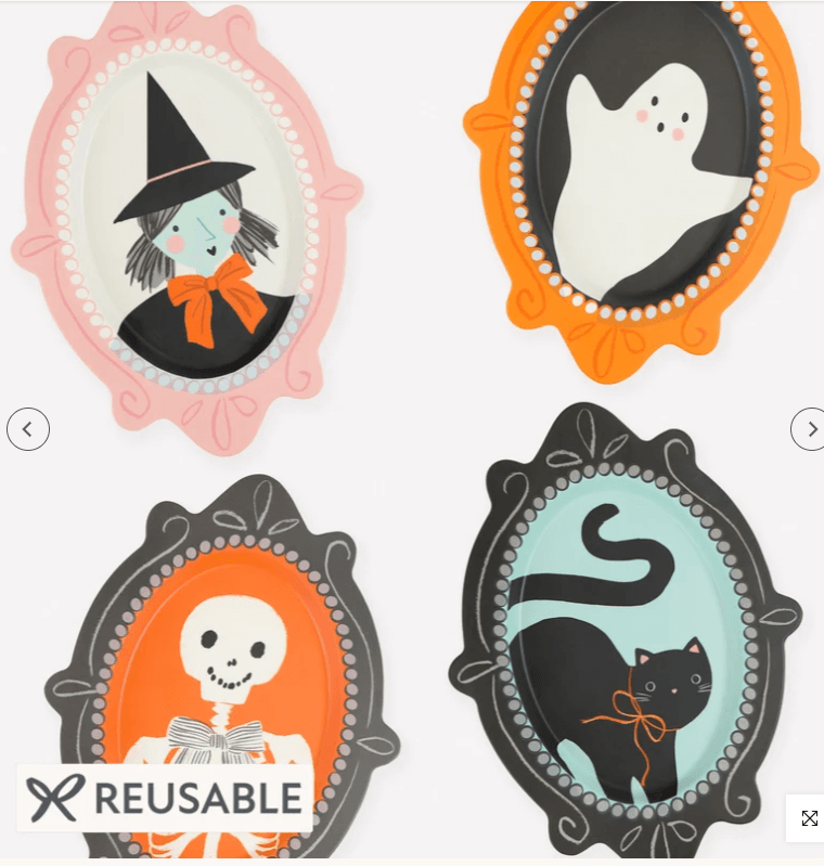 Halloween Portrait Reusable Plates 4ct